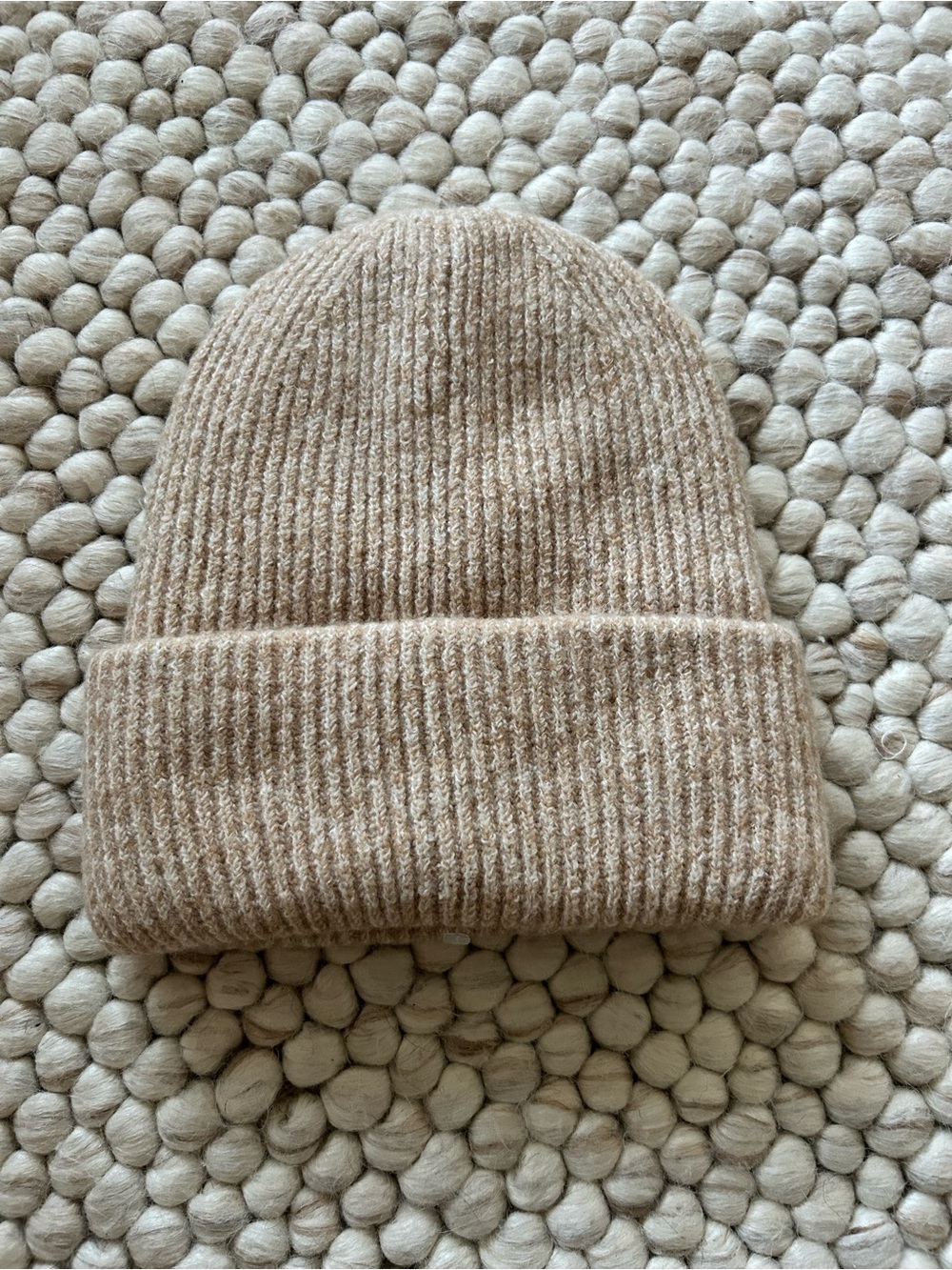 J. Crew Beige Ribbed Fold-Over Knit Beanie